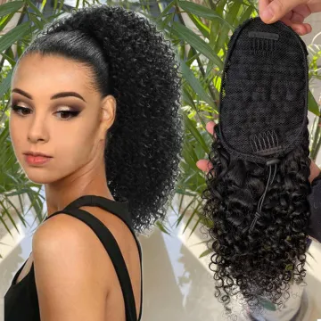 afro kinky Brazilian Human Hair Ponytail 100% Human Hair Drawstring curly human hair ponytail extension