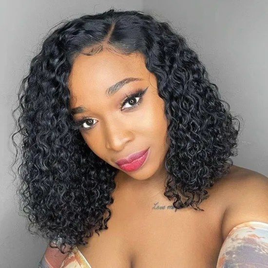Short Curly Lace Wig Human Hair Bob Cut Full Lace Wigs With BaBy Hair Virgin Brazilian Bob Curly Lace Front Wig