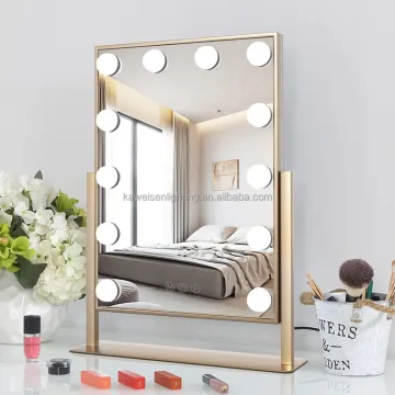 Smart Touch Control High-Definition Hollywood Mirror with 12 Dimmable LED Lights for Makeup and Vanity Use in Bedroom