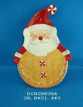 Antique Santa Ceramic Hand-Painted Cookie/Candy/Pie Plate