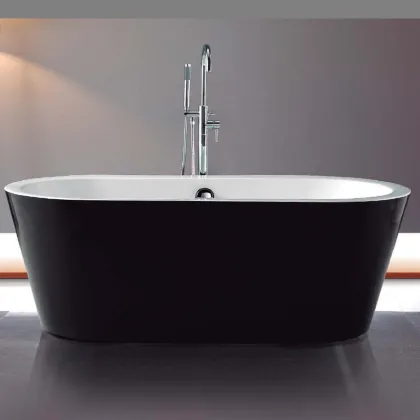 Acrylic Freestanding Rectangular Bathtub Black