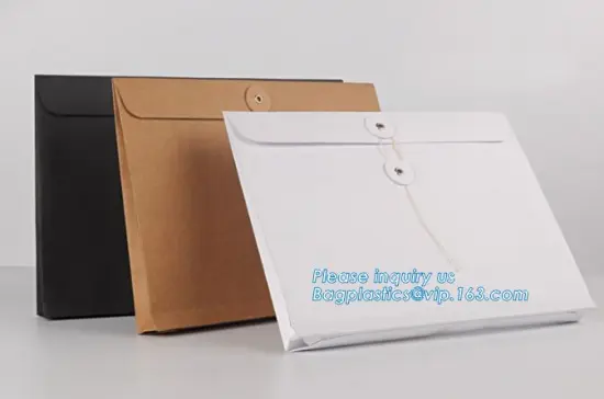 kraft paper Envelope with button and string closure, A5 string tie envelope with buckle for packaging document, Product Packagin