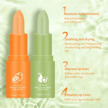 Avocado Orange Moisturizing Lip Care Set - Temperature Changing Lip Balm & Lip Oil