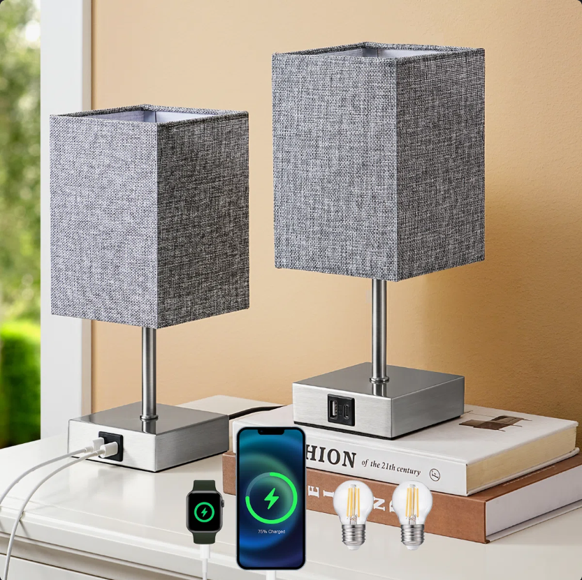 28CM Metal USB Table Lamp with Touch Control (Set of 2) (2)