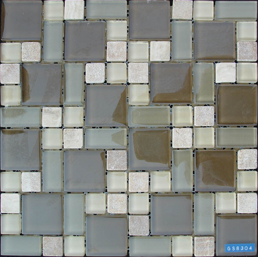 Brown Glass Mixed Stone Mosaic