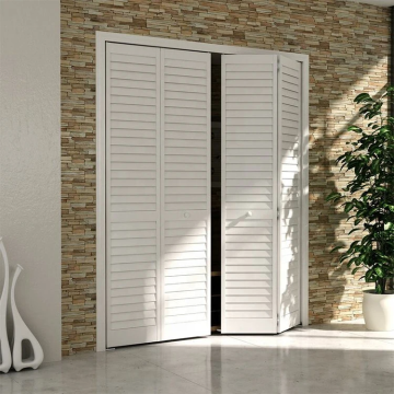 Prettwood Residential Bedroom 4-Leaves Louvre Design Solid Wood Folding Doors