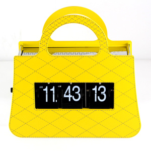 Yellow clock handbag flip clock