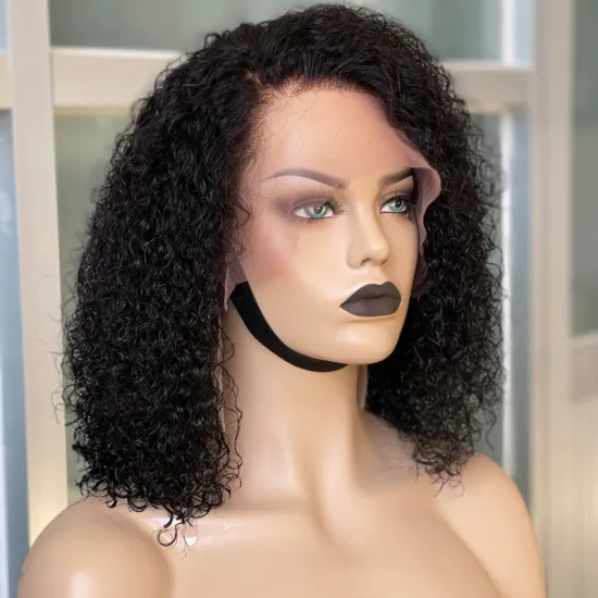 Joywigs 12-inch 200% Density Brazilian Human Hair Curly Lace Front Wig with 13x4 Transparent Lace Front