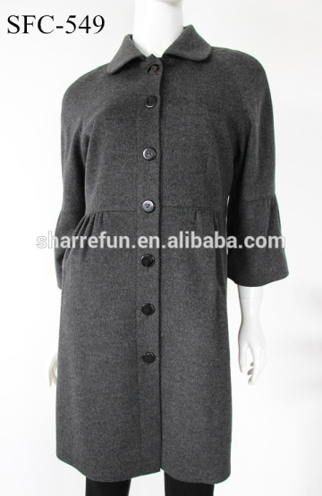 ladies cashmere coat, ladies grey cashmere coat, ladies grey long style cashmere coat SFC-549