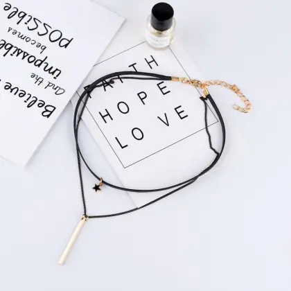 Star  Double Strand Collar Choker Collarbone Necklace