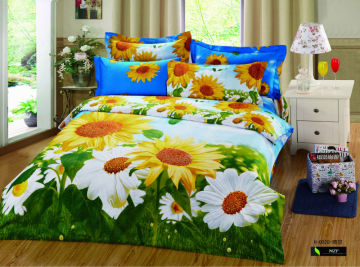 2014 latest design Reactive Printing Flora Bedding Set, Sunflower printed Comforter set