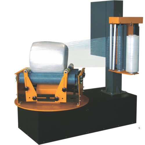 Cylinder pre-strech wrapping machine