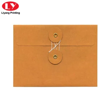 brown kraft paper envelope with closure button