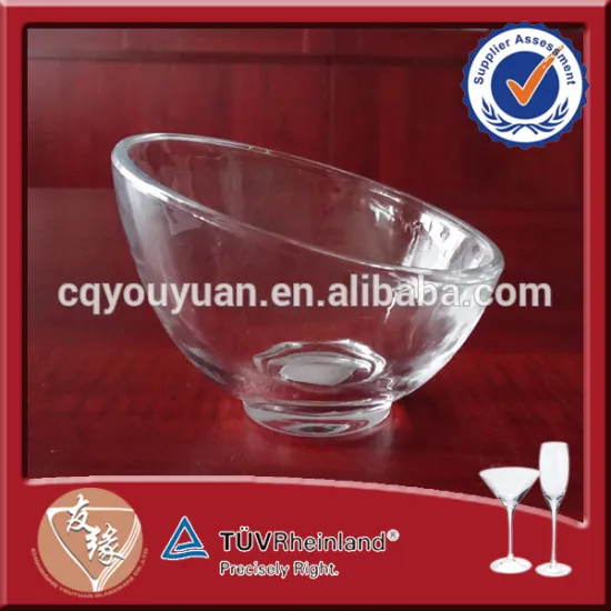wholesale round custom made plain clear ice cream fruit 130ml glass inclined bowl