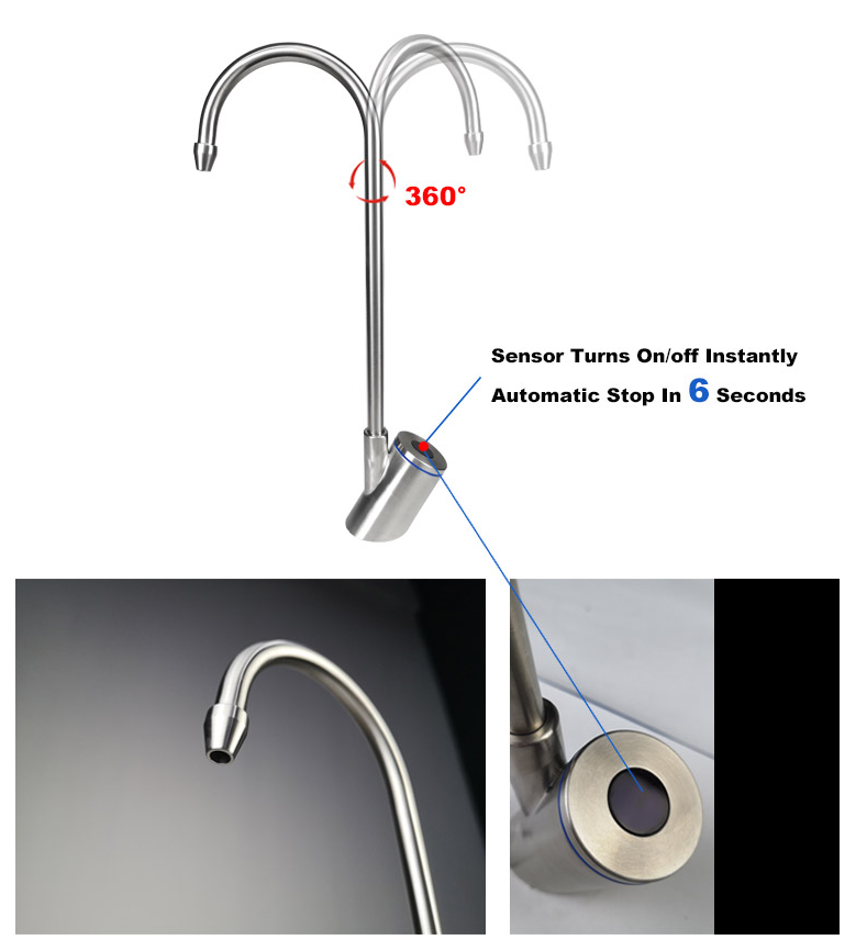 Sensing direct drinking water faucet in the kitchen