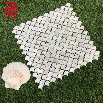 Luxury White Shell Mosaic Fish Scales Pattern for Decoration