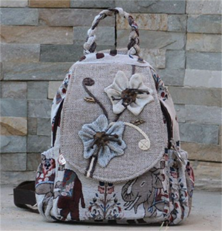 Chinese Style Light Canvas Backpack