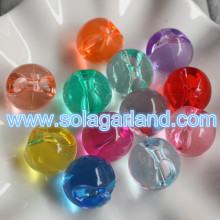 22MM Acrylic Crystal Round Bead Pendants Spacer Chunky Charms Offset Hole