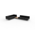 Modern Black Leather Corner Sofa Set High Quality Couch Sectional Furniture