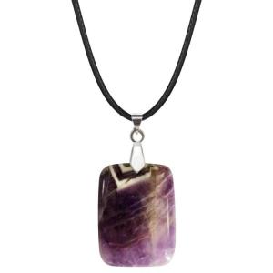 Amethyst 25x35 mm Collier pendentif en pierre rectangulaire pour femmes hommes