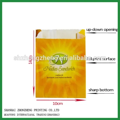 FOOD GRADE! printed paper bags for brand food/paper food packing bags/kraft paper bread bags