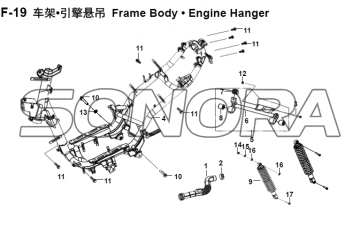 F-19 Frame Body • Engine Hanger XS150T-8 CROX For SYM Spare Part Top Quality