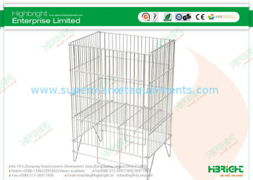 Zinc Plating Wire Mesh Collapsible Store Dump Bin Cages Hbe-mc-8