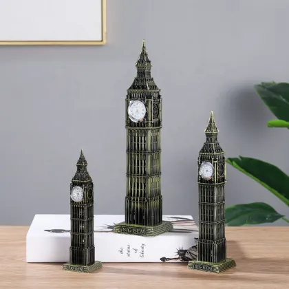 Big Ben Clock Tower Metal Figurine - Famous London Landmark Building Model Decor