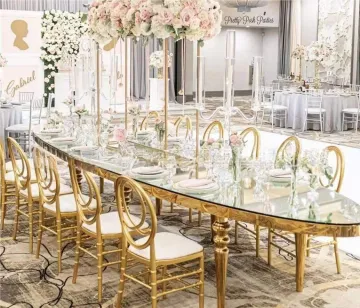 Modern Light Luxury Oval Stainless Steel Wedding Dining Table
