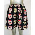 Black skull print men's beach shorts