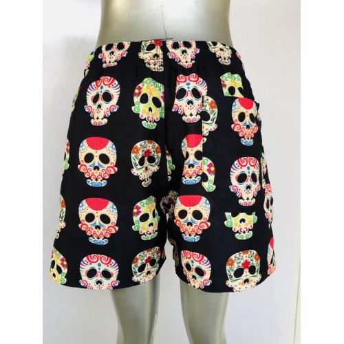 Mens Walking Beach Pants Black skull print men's beach shorts Manufactory