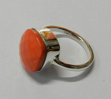 925 sterling silver synthetic pink coral Ring