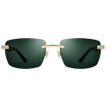 Rimless Square Buffalo Horn Sunglasses