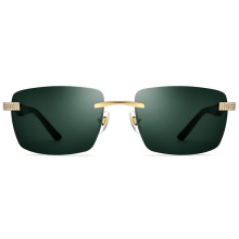 China Rimless Square Buffalo Horn Sunglasses Factory