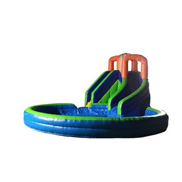 Commercial Pink Blue Water Slide Inflatable Bouncer with Water Pool for Kids