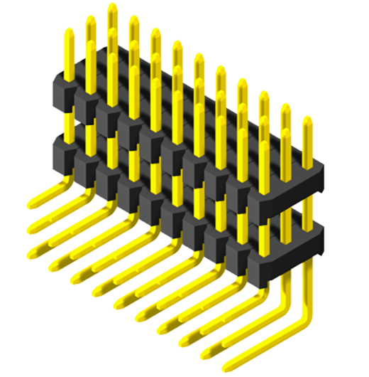 2.0mmThree Row Single Insulator Dip 90 ° Pin Header Connector αρσενικό