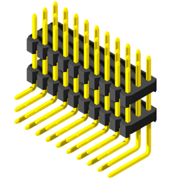 2.0mmThree Row Single Insulator Dip 90 ° Pin Header Connector αρσενικό