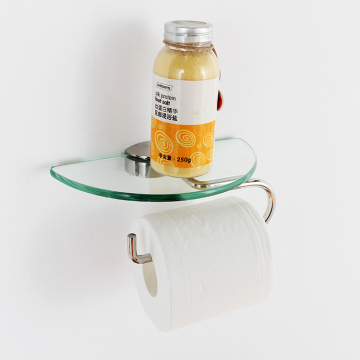2021 Porta della carta da toilette in bambù moderna con scaffale di vetro per il bagno