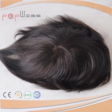 Human Hair PU Back Lace Front Toupee for Men