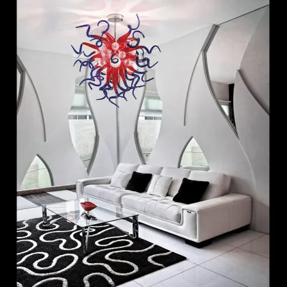 Modern Red Glass Chandelier Similar to Dale Chihuly for Villa Suites at Hyatt