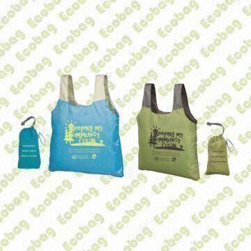 Folding Bags with Pocket, Nylon/Polyester Handbags, Shopping Tote Bag