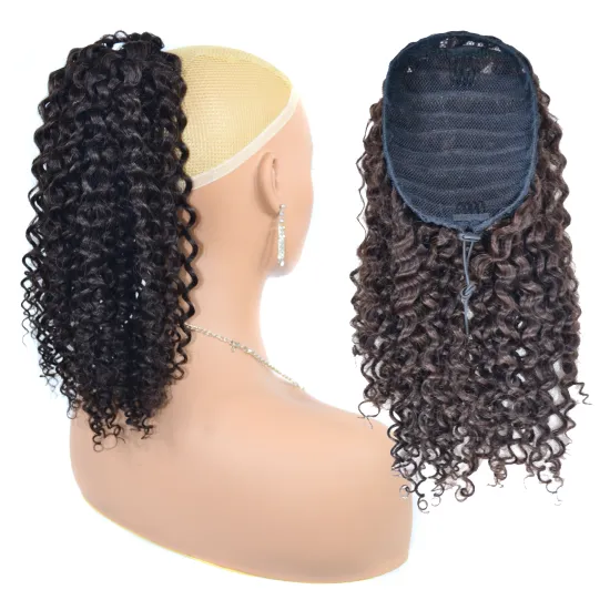 MYZYR  Wholesale cheap prices Kinky wave drawstring ponytail human hair clip in human hair pony tail for black women 2020
