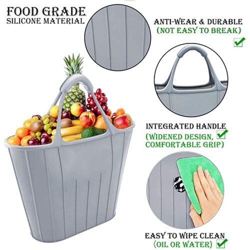 Kustom Reusable Silicone Shopping Tote Grocery