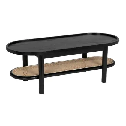 New Century Light Luxury Wooden Rattan Rectangular Living Room Tea Table