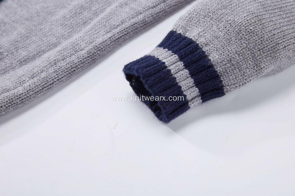 Boy's Knitted Jacquard Castle Crew Neck Pullover