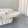 Белый натуральный каменный стол овальный журнальный столик