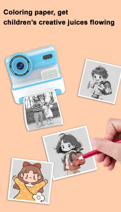 Kids Portable Instant Print Camera 26MP HD 1200mAh Rechargeable Battery Electronic Control Sketch Filters Frames Durable