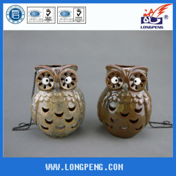 Ceramic Owl Shape Hanging Led Lantern,Decorative Led Lantern with Owl Design