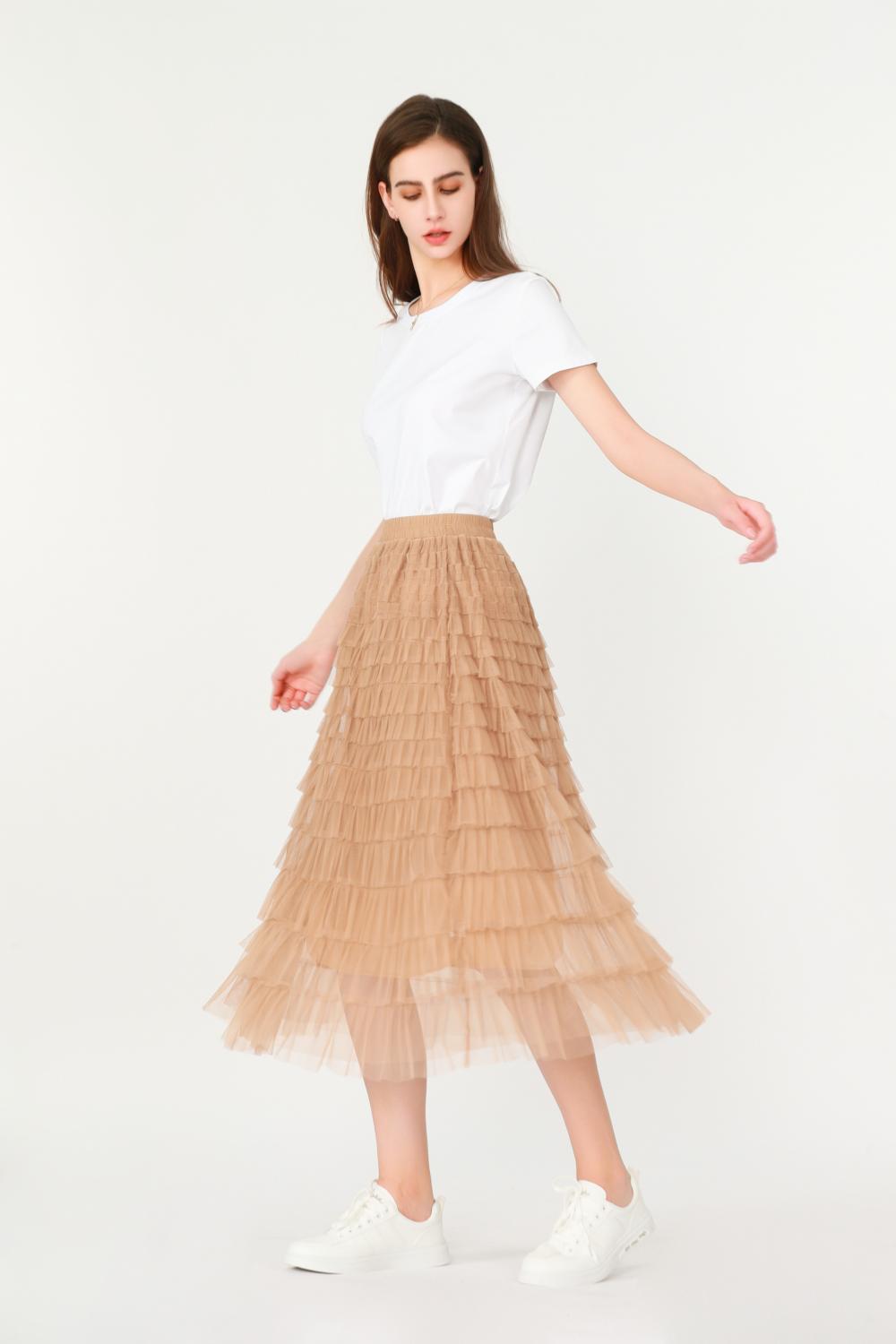 Lace Pleated half-length Skirt