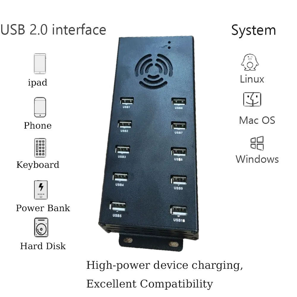 10 port usb hub fine hub générique